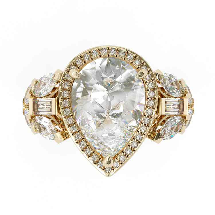 Jzora handmade gold 5ct pear cut vintage sterling silver wedding engagement ring