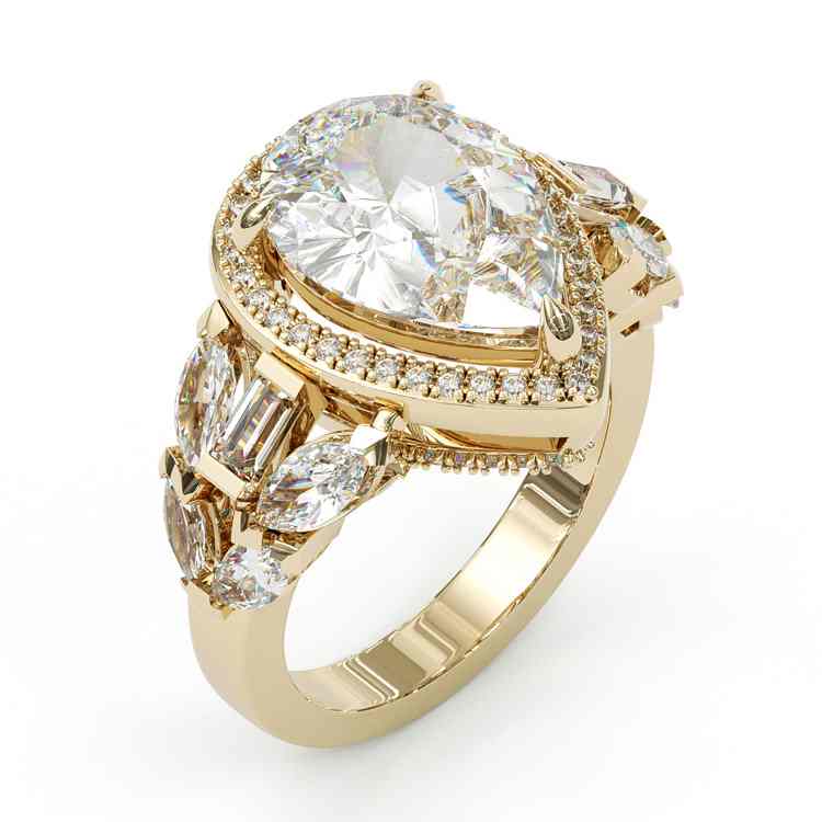 Jzora handmade gold 5ct pear cut vintage sterling silver wedding engagement ring