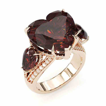 Jzora handmade D-coffee heart cut sterling silver diamond engagement ring