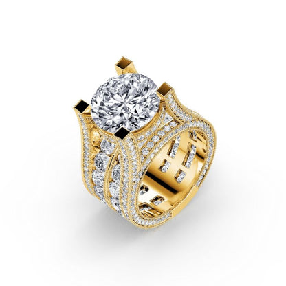 Jzora handmade gold 5ct brilliant round created diamond sterling silver engagement ring