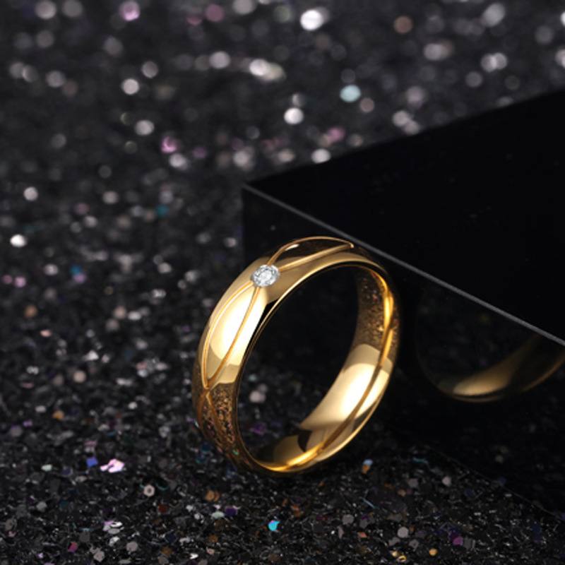 Jzora Wide version Gold simple style Anniversary Couple Rings Set