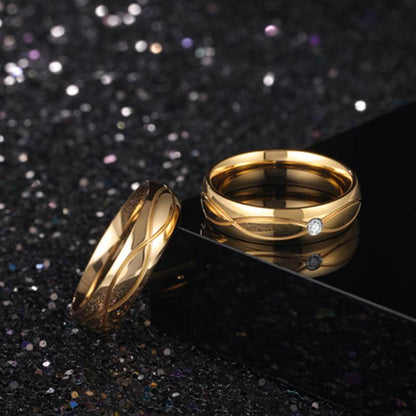 Jzora Wide version Gold simple style Anniversary Couple Rings Set