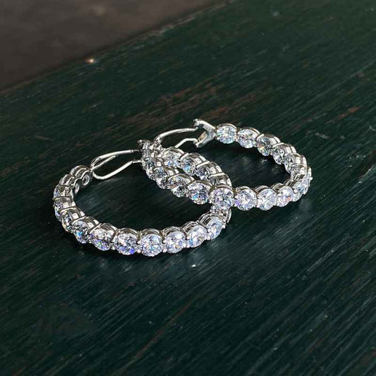 Jzora handmade white round cut vintage style sterling silver earrings