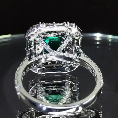 Jzora handmade radiant cut sterling silver wedding ring anniversary ring