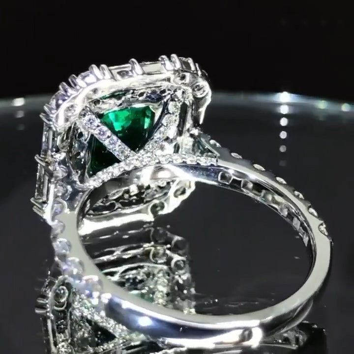 Jzora handmade radiant cut sterling silver wedding ring anniversary ring
