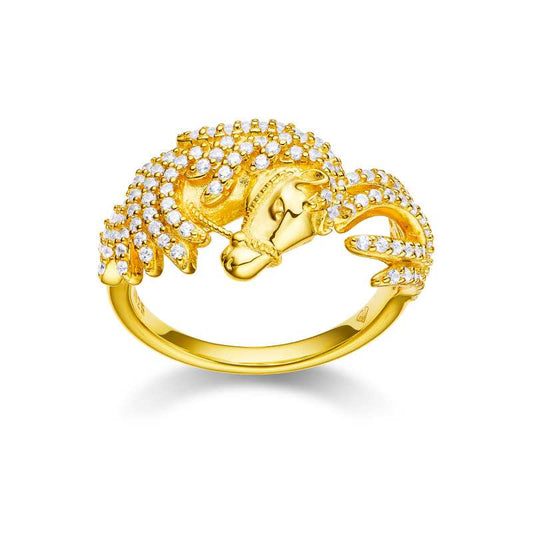 Jzora handmade gold horse vintage sterling silver adjustable ring