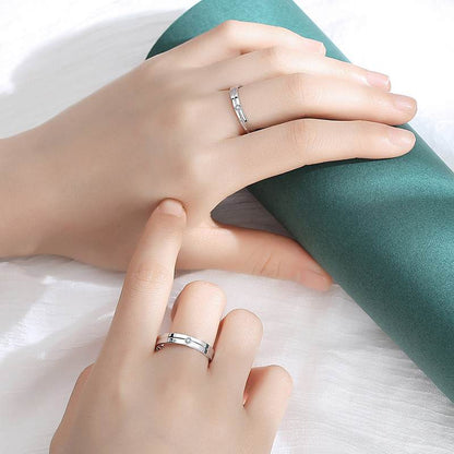 Jzora Handmade Round Cut Forever Love Sterling Silver Couple Rings
