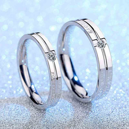 Jzora Handmade Round Cut Forever Love Sterling Silver Couple Rings