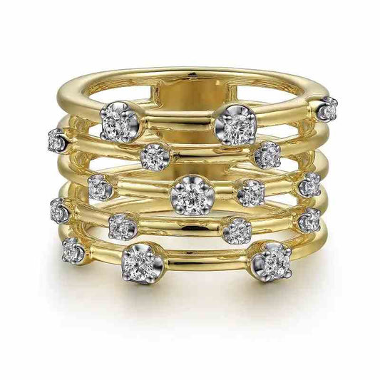 Jzora handmade gold round cut multi row vintage women's band ring