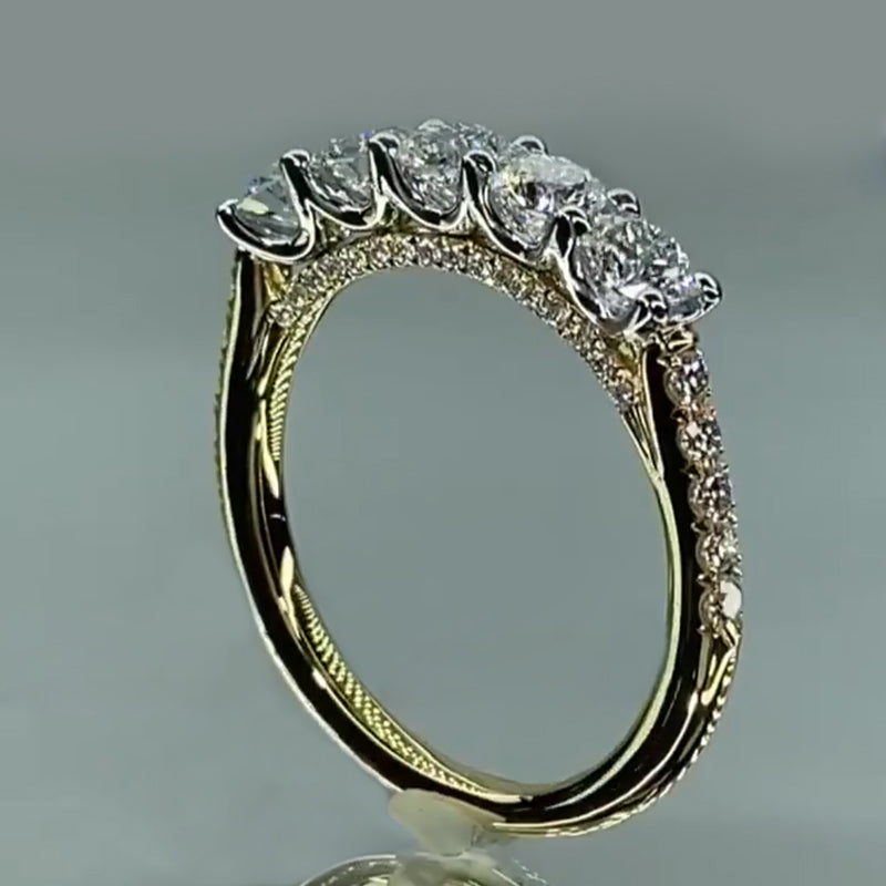 Jzora handmade created diamond sterling eternity silver wedding band