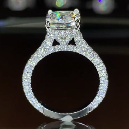 Jzora 5ct cushion cut created diamond sterling silver engagement ring
