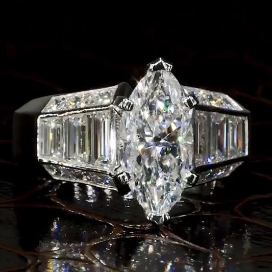 Jzora handmade classic style created diamond sterling silver engagement ring