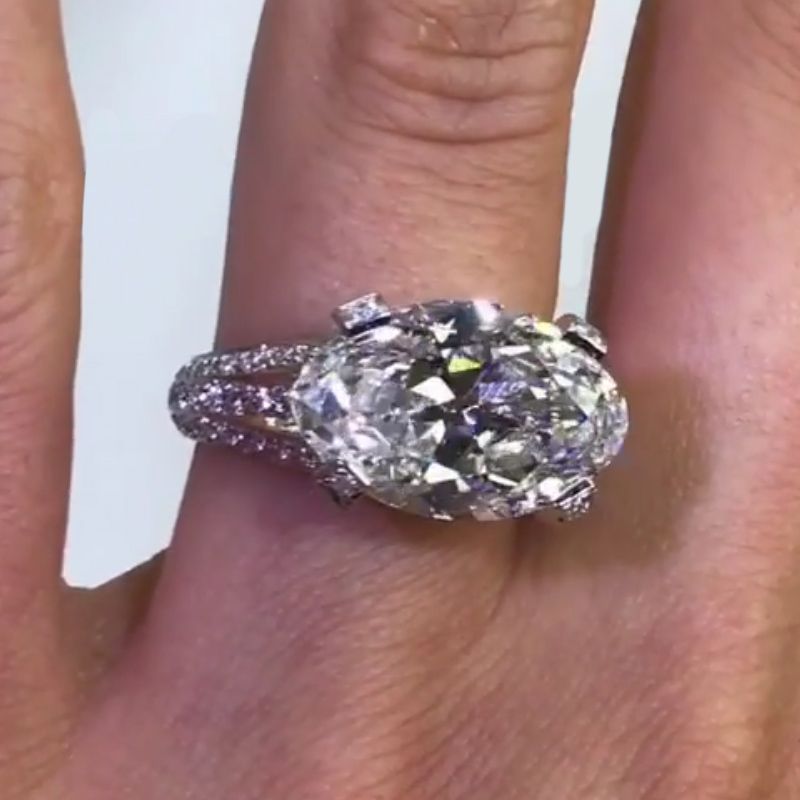 Jzora Handmade Oval Cut Vintage Sterling Silver Wedding Engagement Ring