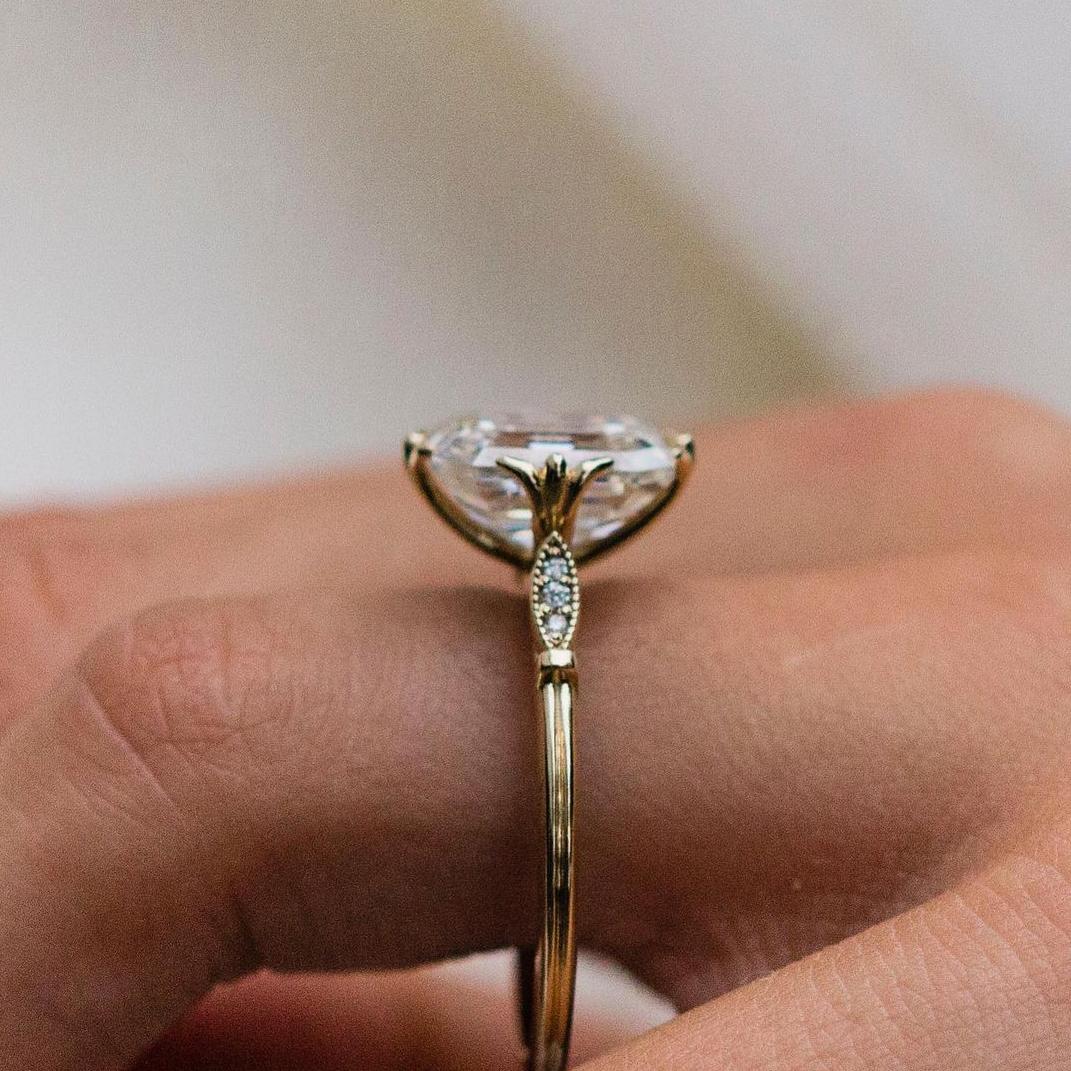 Jzora 6.5ct asscher cut  vintage  sterling silver engagement ring