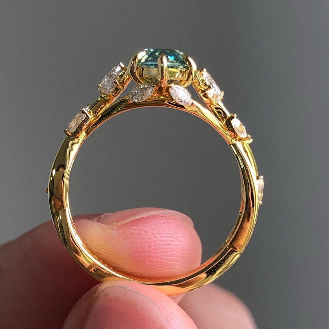 Jzora marquise cut aquamarine diamond wedding ring sterling silver engagement ring