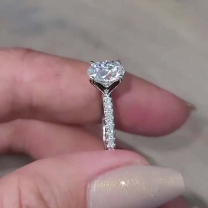 Jzora handmade 2 ct round cut vintage sterling silver moissanite engagement ring