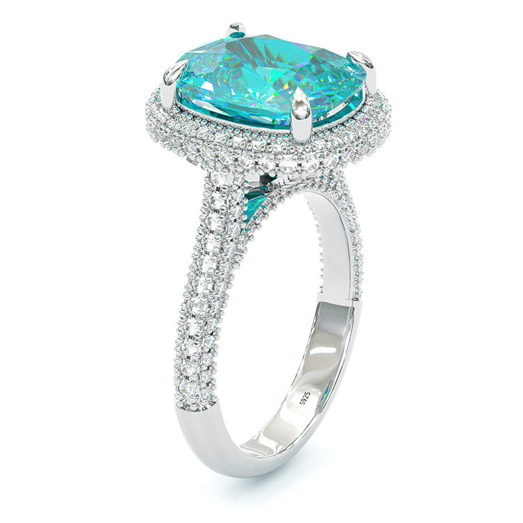 Jzora cushion cut Paraiba gemstone handmade vintage engagement ring