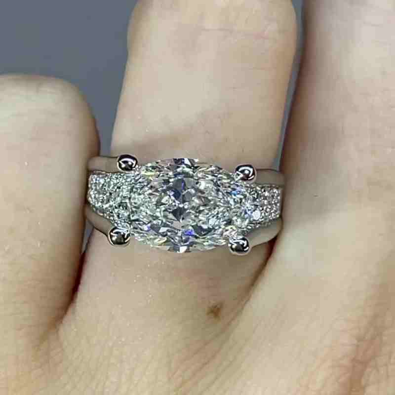 Jzora handmade oval cut vintage sterling silver engagement ring