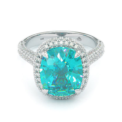 Jzora cushion cut Paraiba gemstone handmade vintage engagement ring
