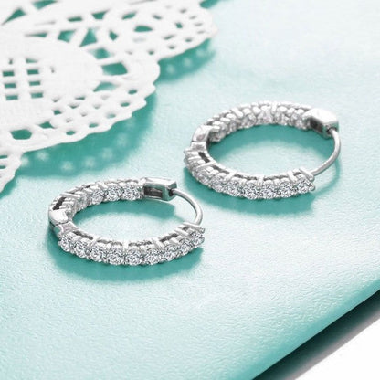 Jzora vintage style round cut  diamond sterling silver earrings