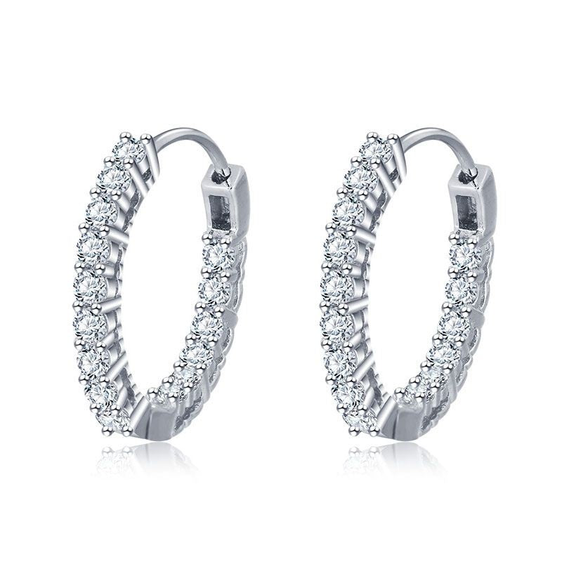 Jzora vintage style round cut  diamond sterling silver earrings