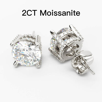 Jzora 2ct Round Cut Moissanite Sterling Silver Earrings