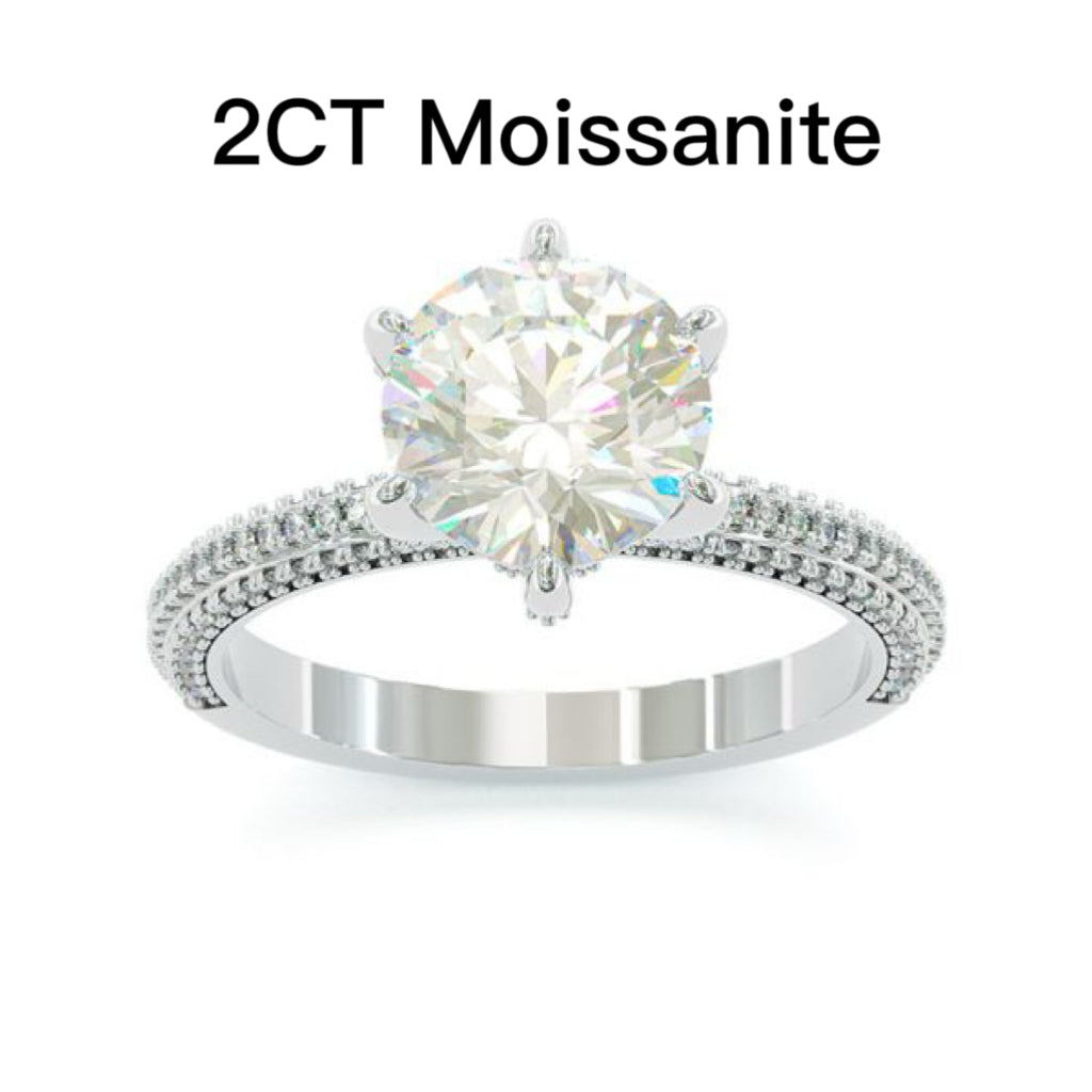 Jzora handmade round cut Moissanite sterling silver diamond ring engagement ring