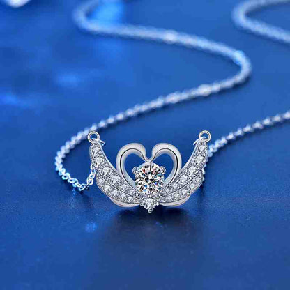 Jzora handmade swan love D color moissanite sterling silver necklace