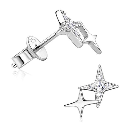 Jzora handmade star round cut vintage Moissanite sterling silver earrings