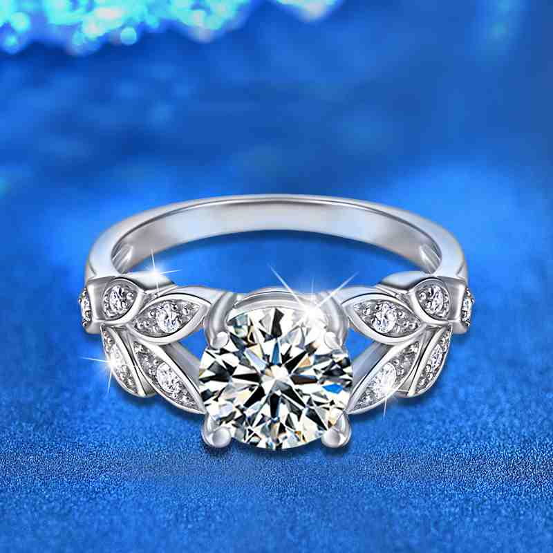 Jzora handmade 2ct round cut butterfly Moissanite sterling silver engagement ring