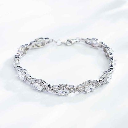 Jzora handmade oval cut classic sterling silver diamond bracelet