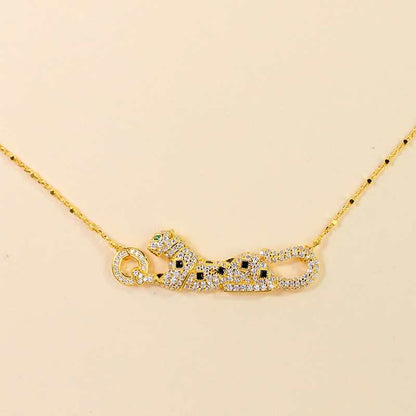 Jzora handmade leopard vintage sterling silver diamond necklace