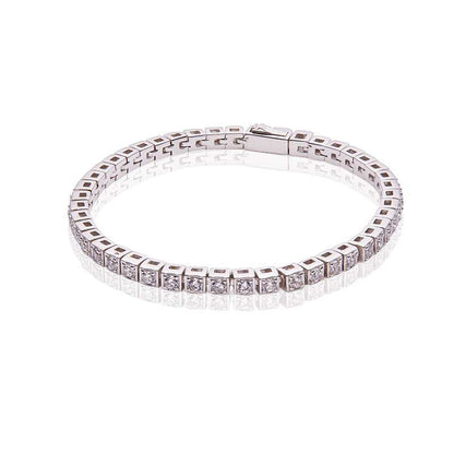 Jzora handmade round cut classic diamond sterling silver bracelet