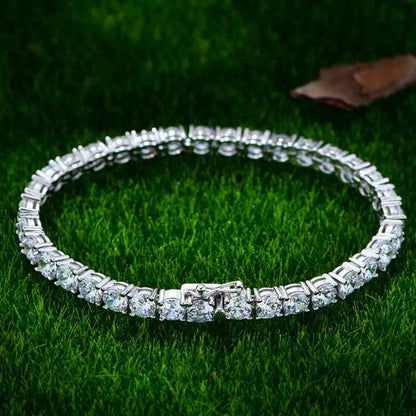 Jzora handmade round cut vintage sterling silver diamond bracelet