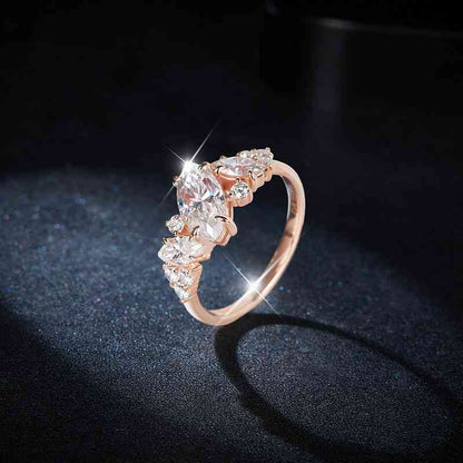 Jzora handmade rose gold 1ct marquise cut Moissanite sterling silver engagement ring