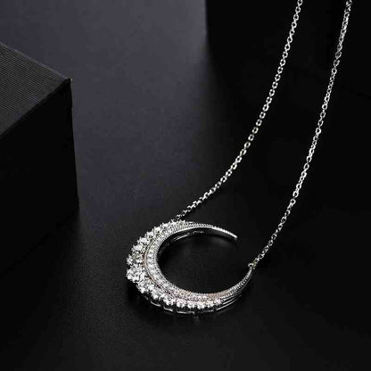 Jzora handmade crescent moon vintage Moissanite sterling silver necklace