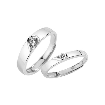 Jzora Handmade Together Forever Sterling Silver Adjustable Couple Rings