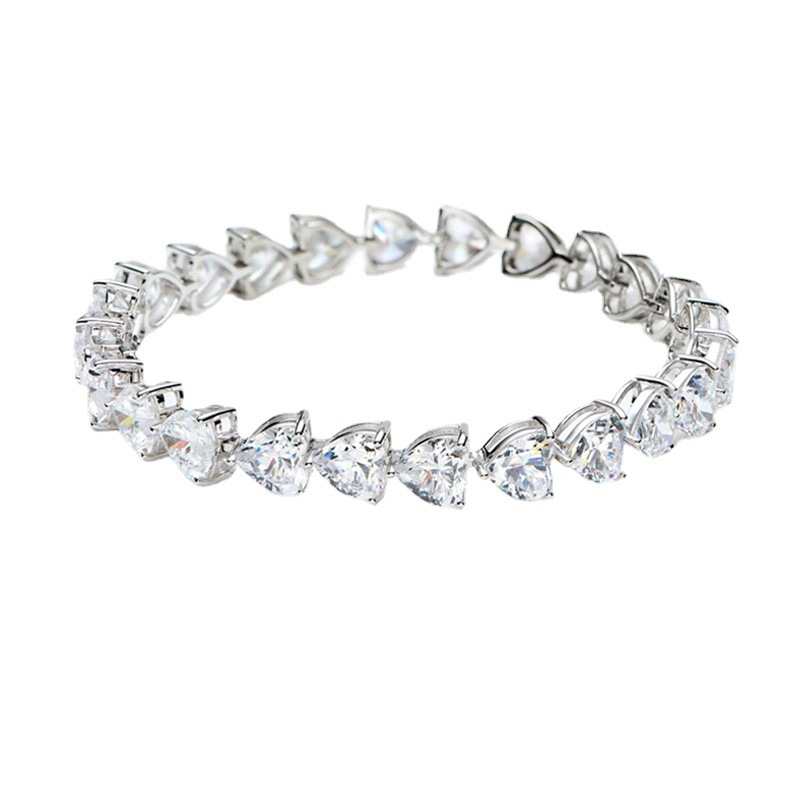 Jzora handmade white heart shape multi stone sterling silver bracelet