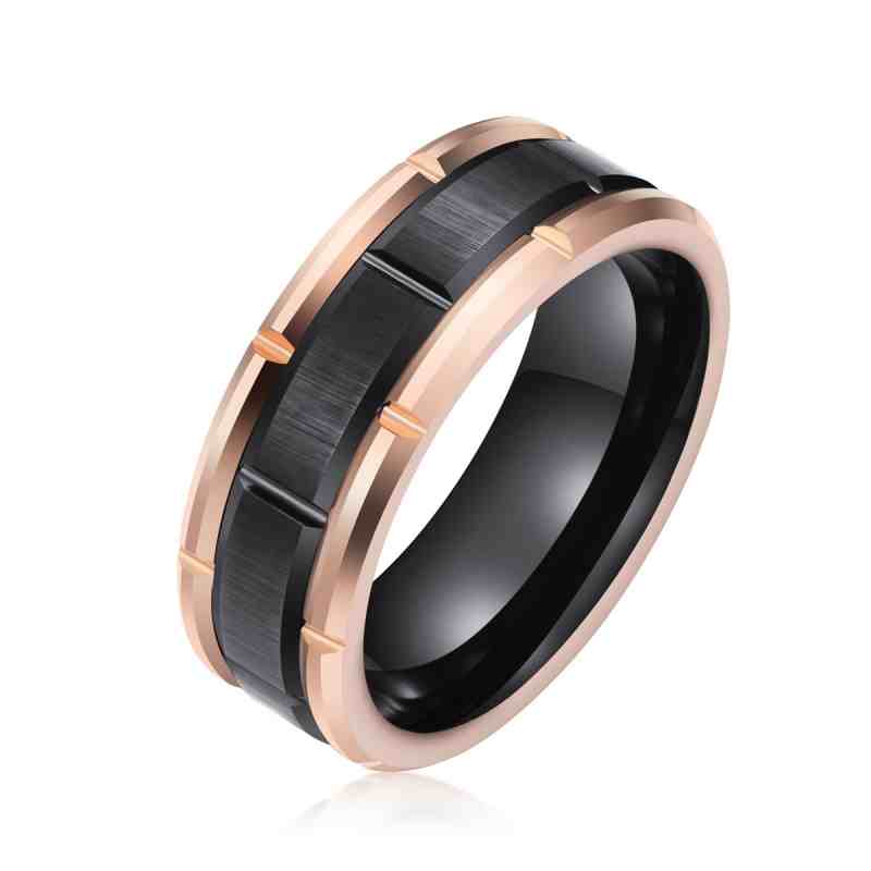 Jzora handmade gold simple style trendy tungsten steel wedding men's band