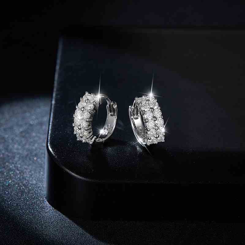 Jzora handmade double row full Moissanite diamond sterling silver earrings
