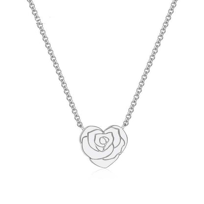 Jzora handmade classic heart of rose sterling silver necklace