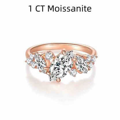 Jzora handmade rose gold 1ct marquise cut Moissanite sterling silver engagement ring