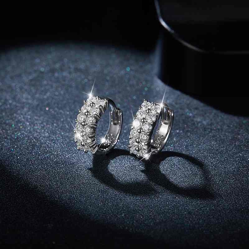 Jzora handmade double row full Moissanite diamond sterling silver earrings