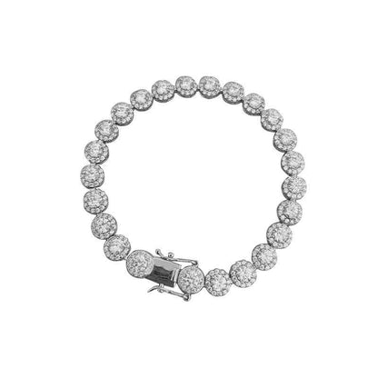 Jzora handmade round cut classic sterling silver diamond bracelet