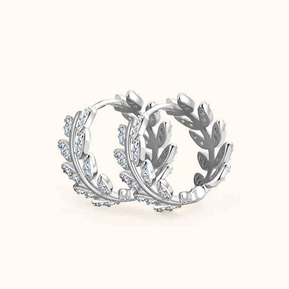 Jzora handmade leaf round cut vintage Moissanite sterling silver earrings