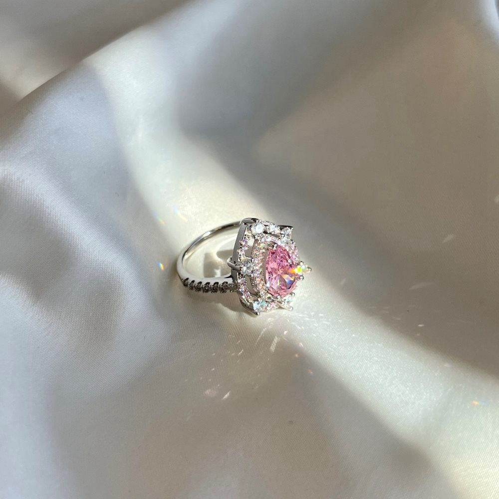 Jzora Handmade Classic Pear cut Diamond Wedding Ring Engagement Ring