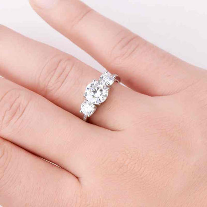 Jzora handmade 3ct round cut Moissanite sterling silver wedding engagement ring