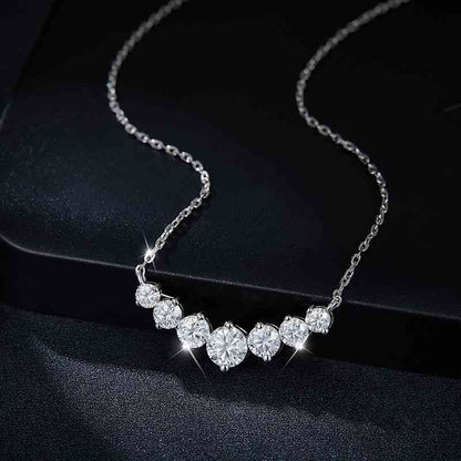Jzora handmade smile V shaped classic full 1.7ct moissanite diamond sterling silver necklace