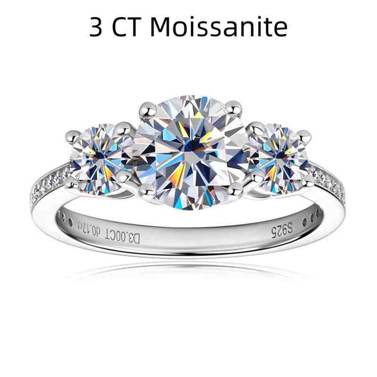 Jzora handmade 3ct round cut Moissanite sterling silver wedding engagement ring