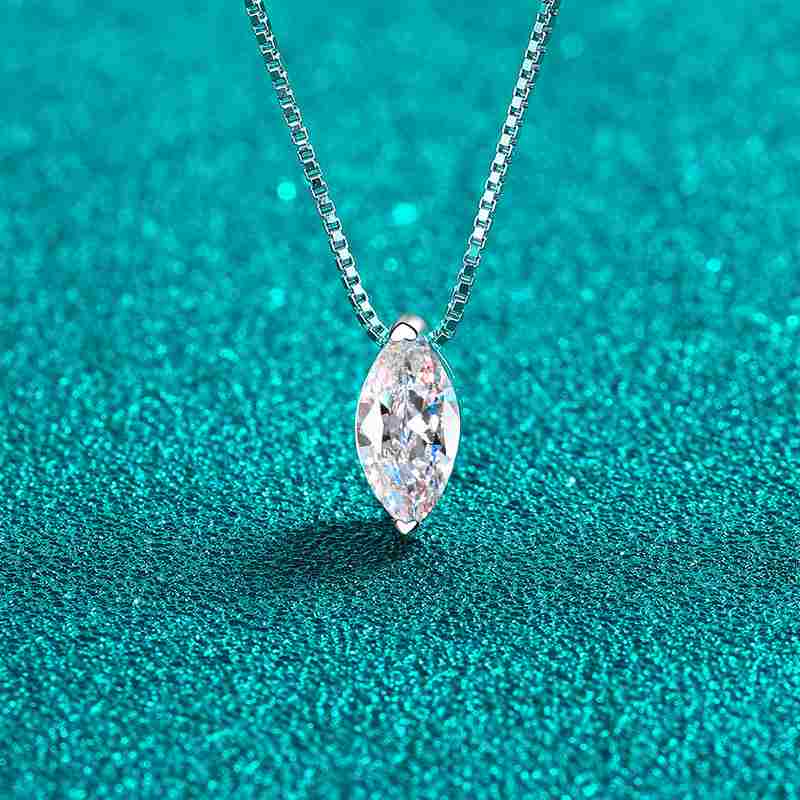 Jzora handmade 1ct marquise cut vintage Moissanite sterling silver necklace